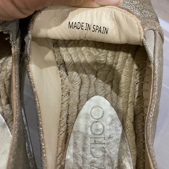 ⬇️PRICE⬇️ 
Jimmy Choo - Dawn Metallic Espadrille Slip-On, Gold - 37/7 - Picture 4 of 8